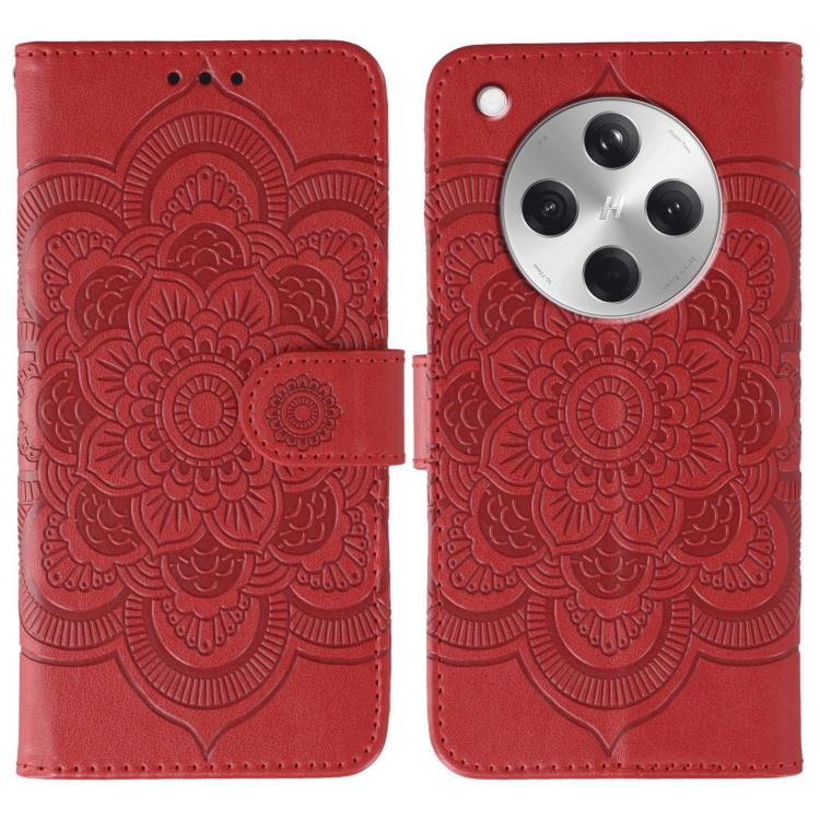 

For OPPO Find X8 Sun Mandala Embossing Pattern Phone Leather Case(Red)