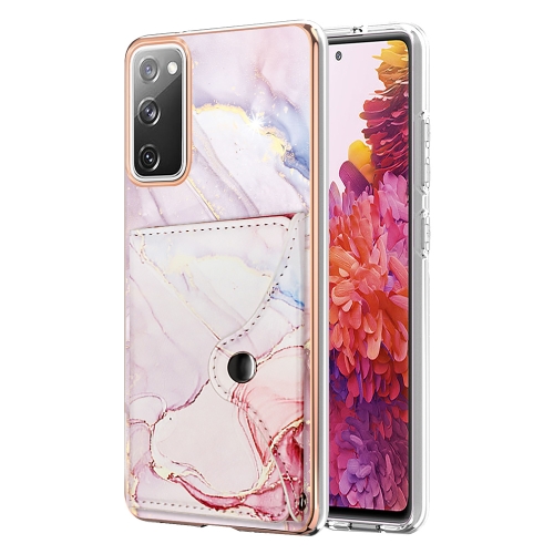

For Samsung Galaxy S20 FE 5G Marble Pattern IMD Card Slot Phone Case(Rose Gold)