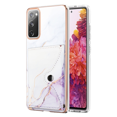 

For Samsung Galaxy S20 FE 5G Marble Pattern IMD Card Slot Phone Case(White Purple)