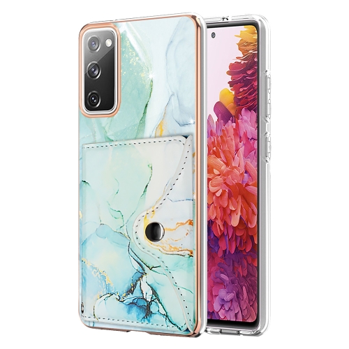 

For Samsung Galaxy S20 FE 5G Marble Pattern IMD Card Slot Phone Case(Green)