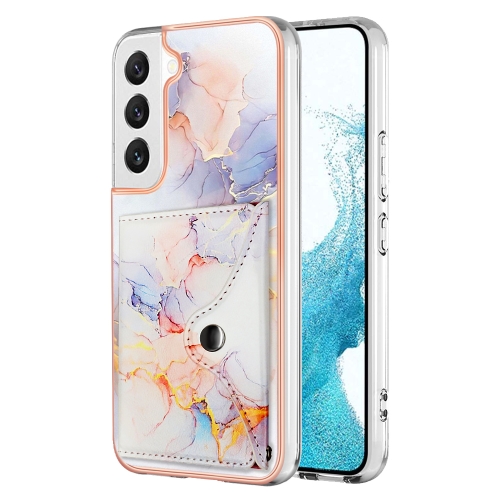 

For Samsung Galaxy S22 5G Marble Pattern IMD Card Slot Phone Case(Galaxy Marble White)