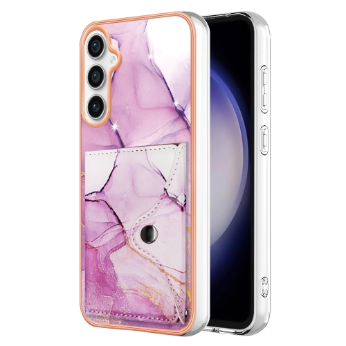 

For Samsung Galaxy S23 FE 5G Marble Pattern IMD Card Slot Phone Case(Pink Purple Gold)