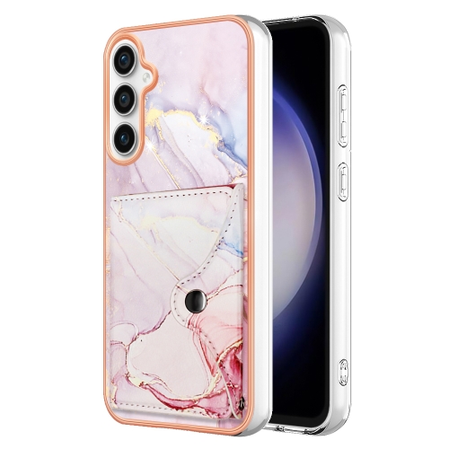 

For Samsung Galaxy S23 FE 5G Marble Pattern IMD Card Slot Phone Case(Rose Gold)