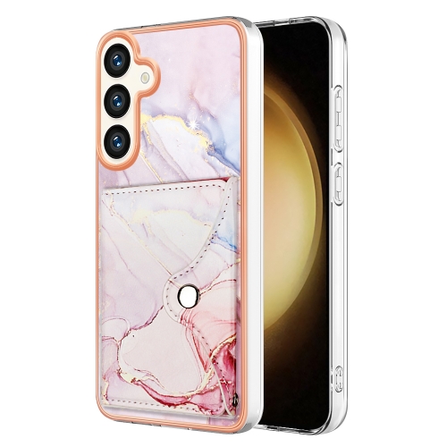 

For Samsung Galaxy S24+ 5G Marble Pattern IMD Card Slot Phone Case(Rose Gold)