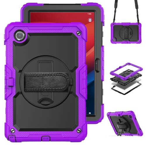 

For Lenovo Tab M11 /Xiaoxin Pad 2024 Silicone Hybrid PC Tablet Case with Shoulder Strap(Purple)