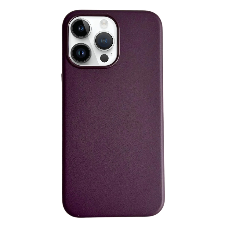 

For iPhone 15 Pro Max Pure Color Leather Magsafe Magnetic Phone Case(Purple)