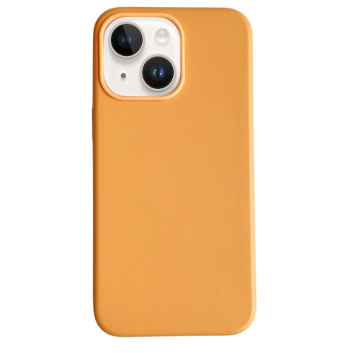 

For iPhone 14 Plus Pure Color Leather Magsafe Magnetic Phone Case(Orange)