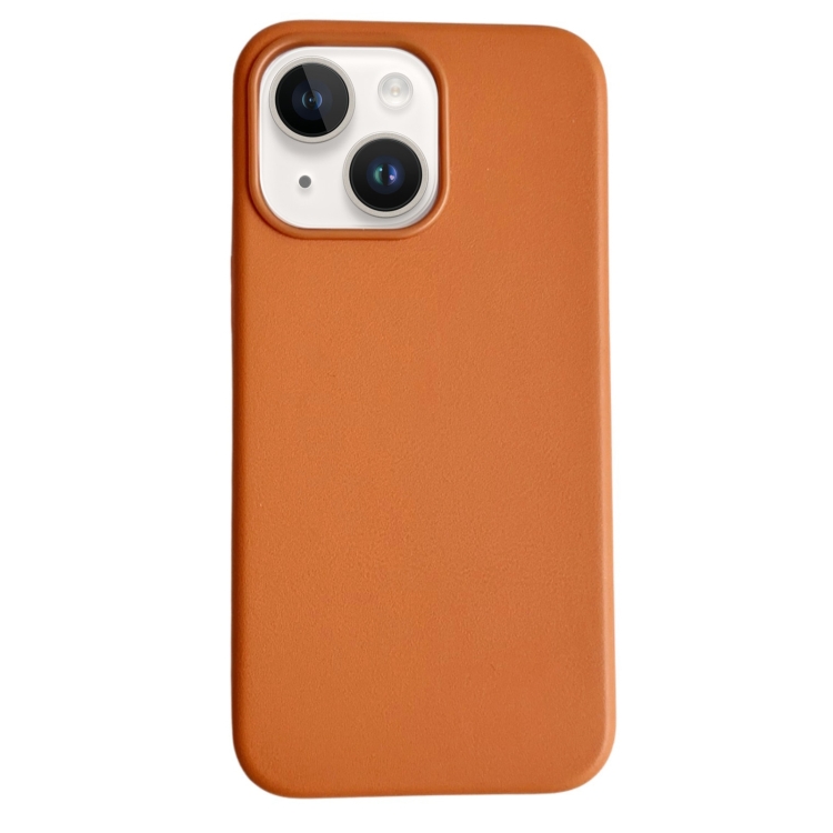 

For iPhone 14 Plus Pure Color Leather Magsafe Magnetic Phone Case(Brown)