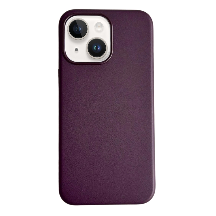 

For iPhone 14 Plus Pure Color Leather Magsafe Magnetic Phone Case(Purple)
