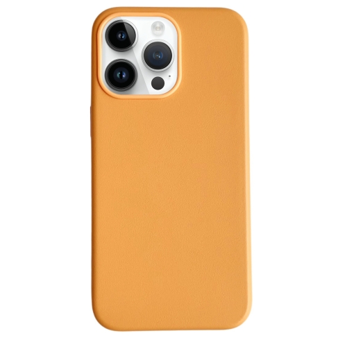For iPhone 14 Pro Pure Color Leather Magsafe Magnetic Phone Case(Orange)
