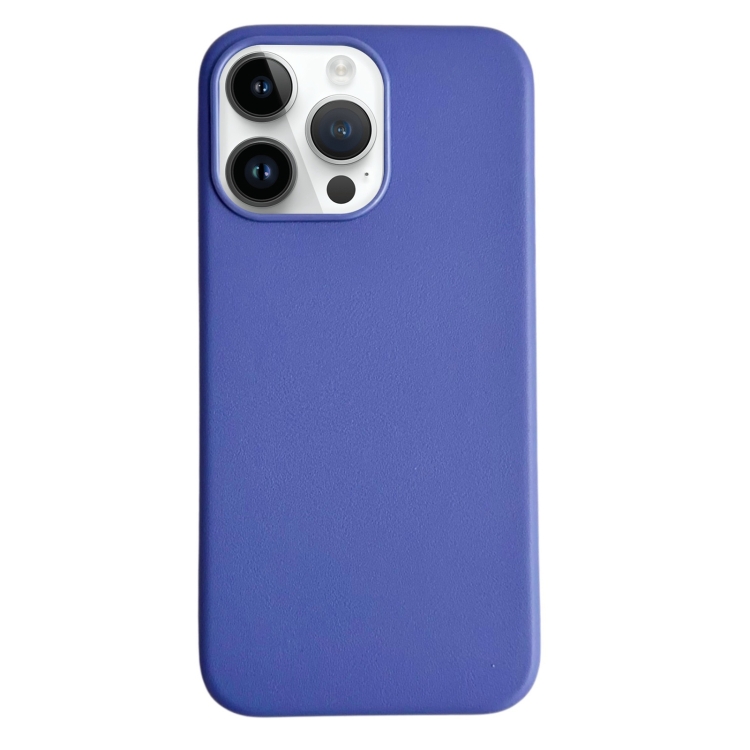 

For iPhone 14 Pro Max Pure Color Leather Magsafe Magnetic Phone Case(Blue)