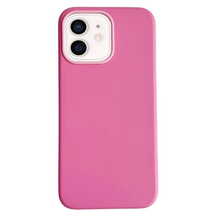 

For iPhone 12 Pure Color Leather Magsafe Magnetic Phone Case(Pink)