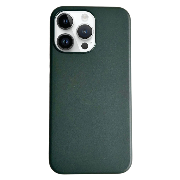 

For iPhone 12 Pro Max Pure Color Leather Magsafe Magnetic Phone Case(Dark Green)