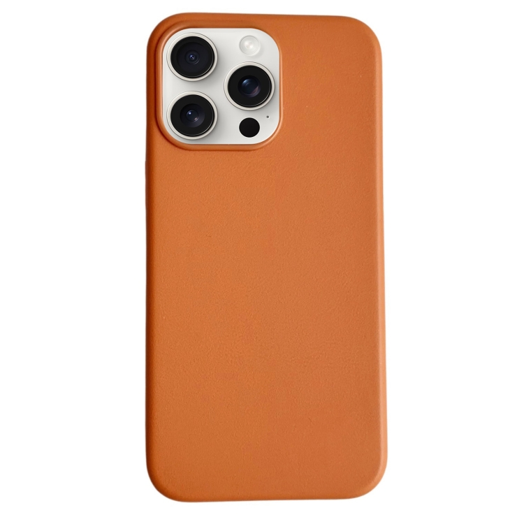 

For iPhone 16 Pro Pure Color Leather Magsafe Magnetic Phone Case(Brown)