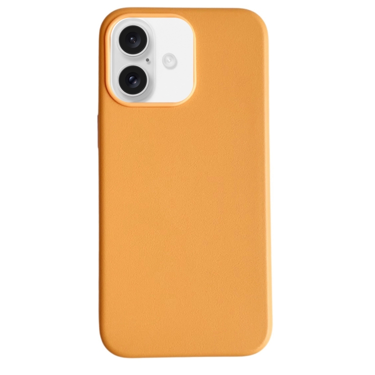 

For iPhone 16 Pure Color Leather Magsafe Magnetic Phone Case(Orange)