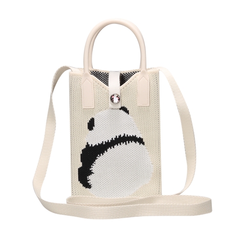 

Panda Knitted Mini Crossbody Phone Bag For 6.9 inch and Below Phones(White)