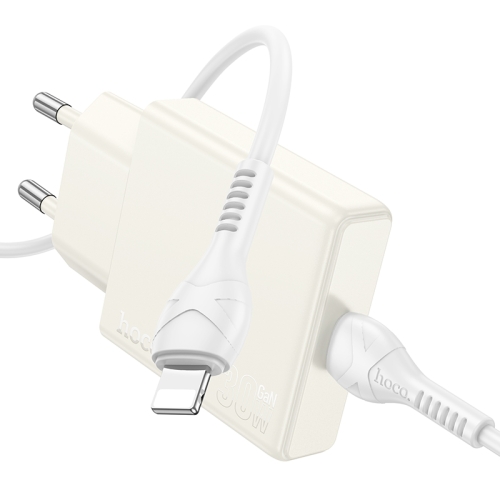 

hoco N44 Biscuit PD30W Single Port Type-C Charger with Type-C to 8 Pin Cable, EU Plug(White)