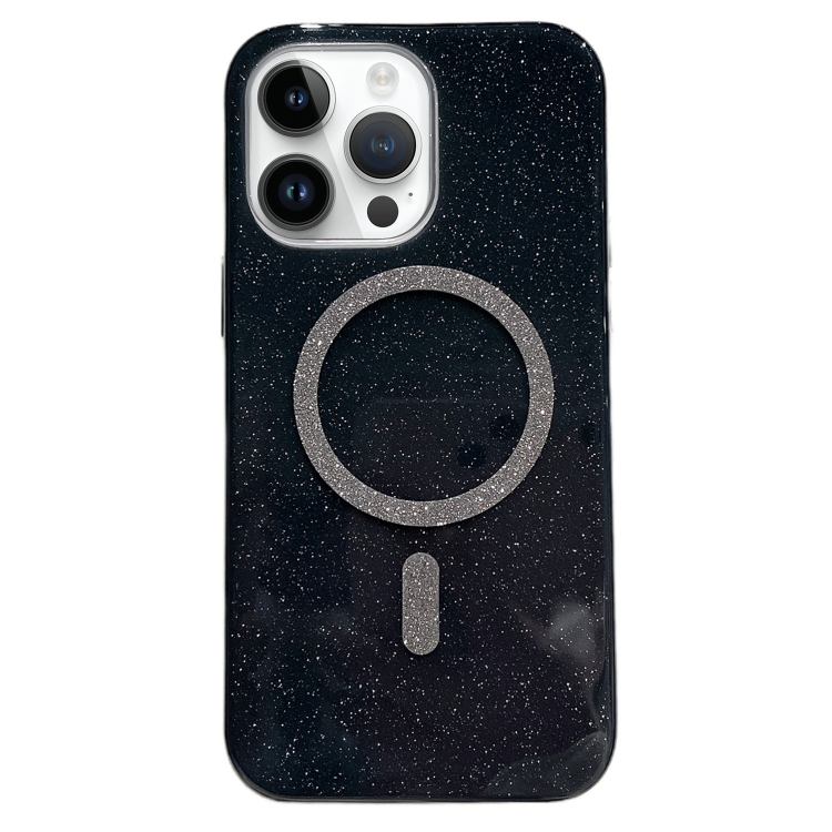 

For iPhone 15 Pro Glitter MagSafe Magnetic TPU Phone Case(Black)