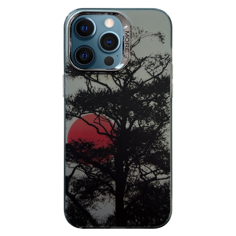 

For iPhone 12 Pro Max Colored Silver Plating Sunset Phone Case(Left)
