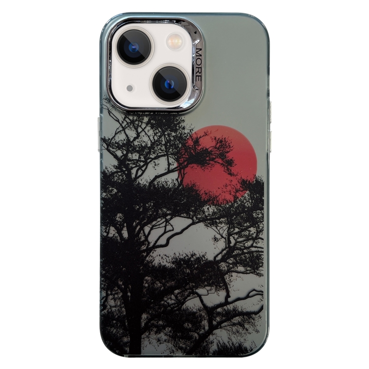 

For iPhone 14 Colored Silver Plating Sunset Phone Case(Right)