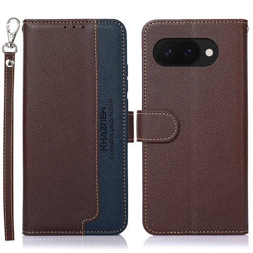 

For Google Pixel 9a KHAZNEH Litchi Texture Leather RFID Phone Case(Brown)