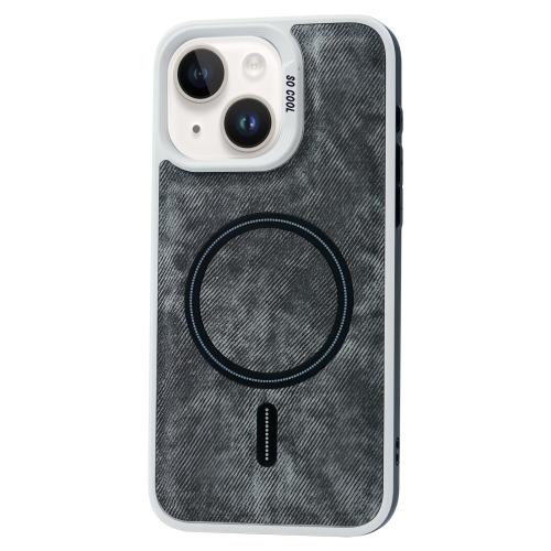 

For iPhone 14 / 13 Contrast Color Denim MagSafe Magnetic Phone Case(Black)