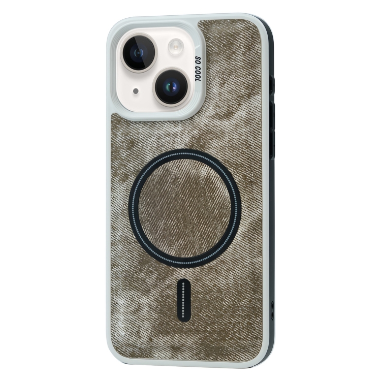 

For iPhone 14 / 13 Contrast Color Denim MagSafe Magnetic Phone Case(Grey)