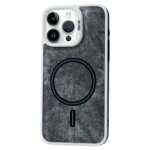 

For iPhone 13 Pro Contrast Color Denim MagSafe Magnetic Phone Case(Black)