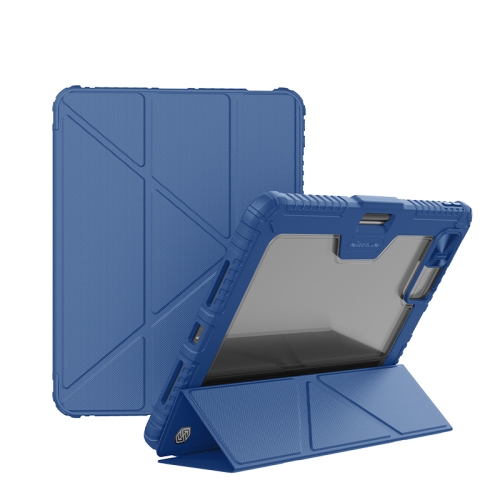 

For iPad Air 13 2024 / Pro 12.9 NILLKIN Bumper Pro Multi-angle Folding Style Tablet Leather Case(Blue)