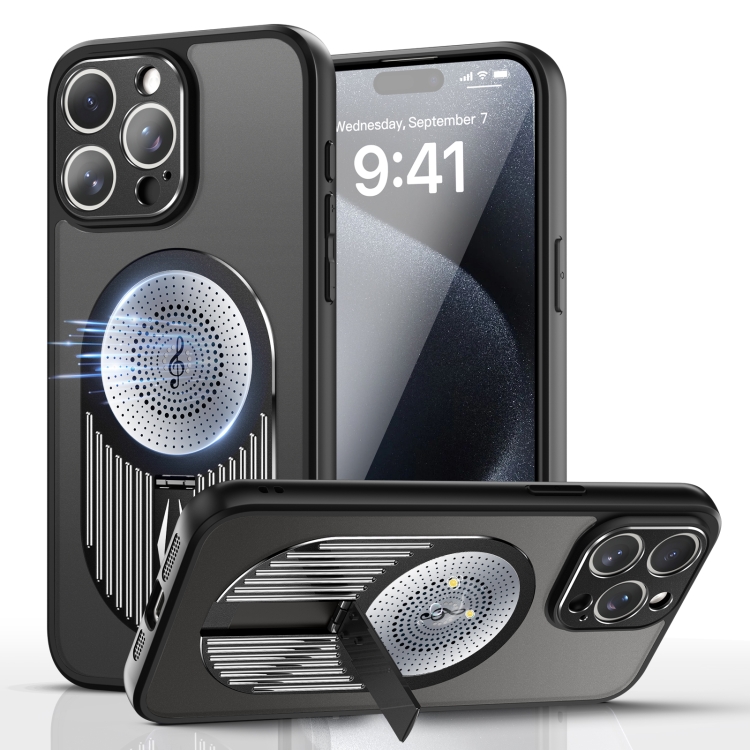 

For iPhone 16 Pro Heat Dissipation Aromatherapy MagSafe Holder Phone Case(Black)