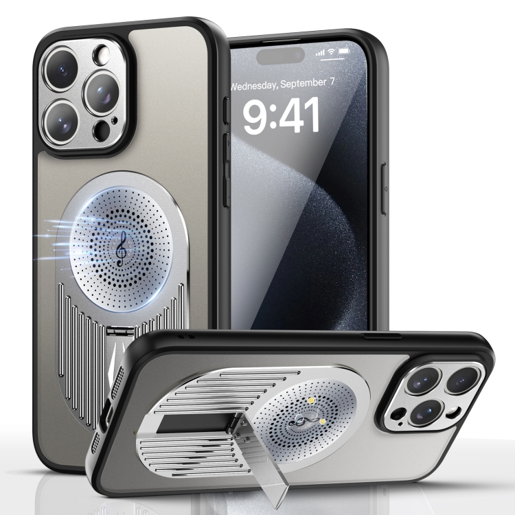 

For iPhone 16 Pro Heat Dissipation Aromatherapy MagSafe Holder Phone Case(Silver)