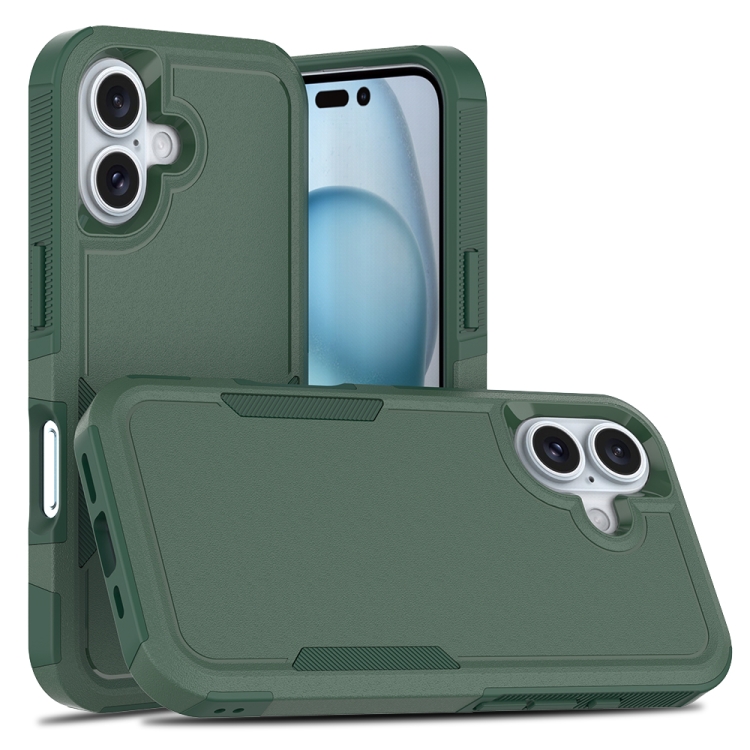 

For iPhone 16 2 in 1 PC + TPU Phone Case(Dark Green)
