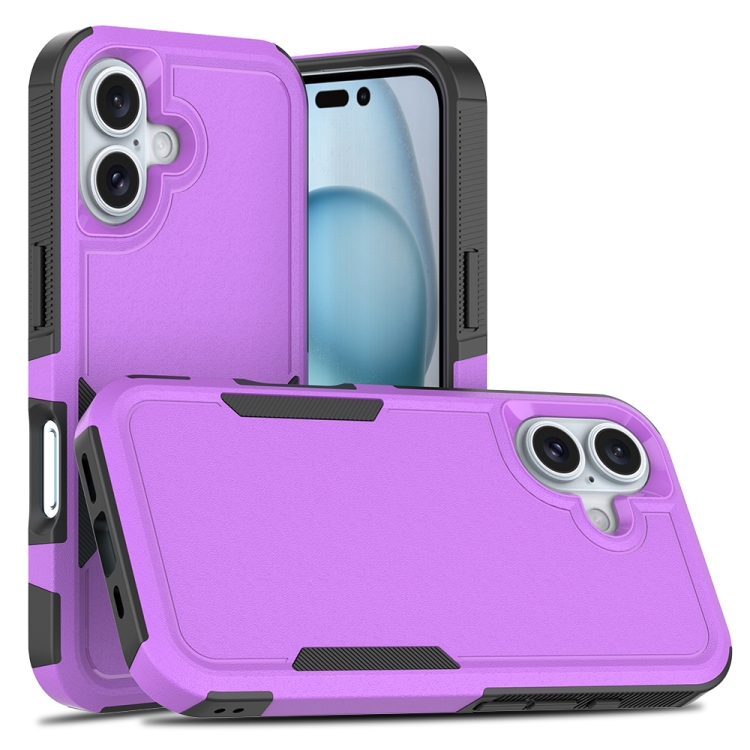 

For iPhone 16 2 in 1 PC + TPU Phone Case(Purple)