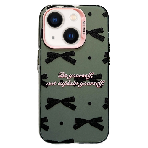 

For iPhone 14 Sweet Cool Bow PC Phone Case(Black Bow Ties)