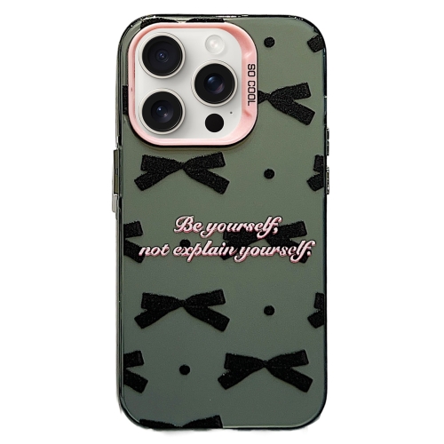 

For iPhone 14 Pro Sweet Cool Bow PC Phone Case(Black Bow Ties)