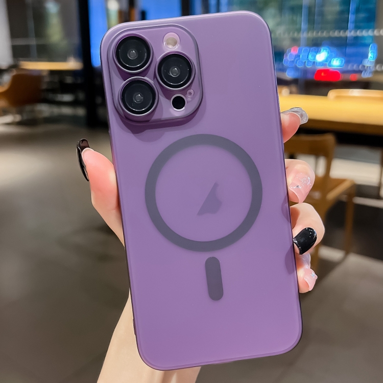 

For iPhone 15 Pro Ultra-thin MagSafe Frosted PC Phone Case(Clear Deep Purple)