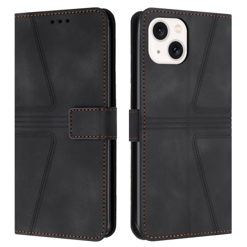 

For iPhone 15 Triangle Solid Color Leather Phone Case(Black)