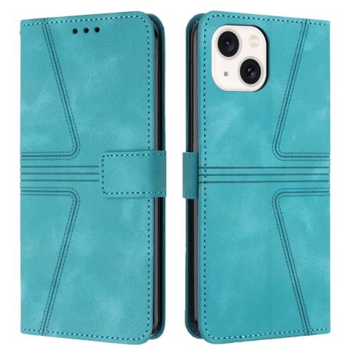 

For iPhone 14 Plus Triangle Solid Color Leather Phone Case(Green)