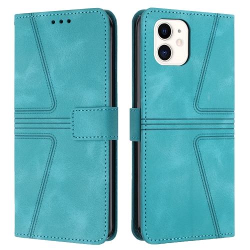 

For iPhone 12 / 12 Pro Triangle Solid Color Leather Phone Case(Green)