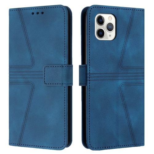 For iPhone 11 Pro Max Triangle Solid Color Leather Phone Case(Blue) for iphone 15 ice color clear pc hybrid tpu phone case royal blue