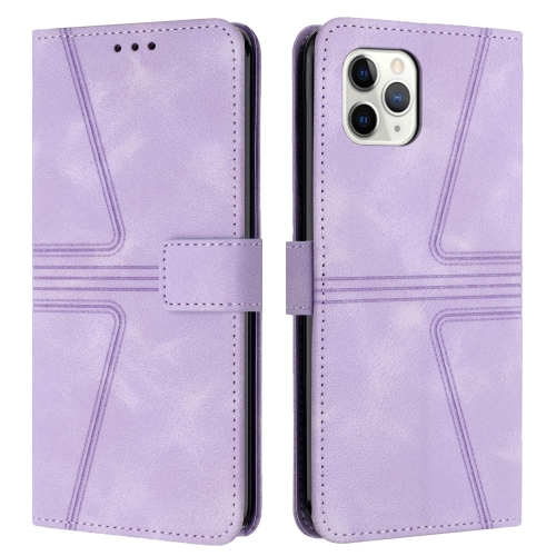 

For iPhone 11 Pro Max Triangle Solid Color Leather Phone Case(Purple)