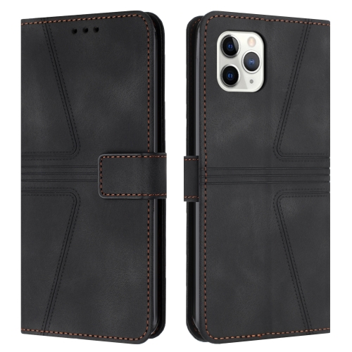 

For iPhone 11 Pro Triangle Solid Color Leather Phone Case(Black)