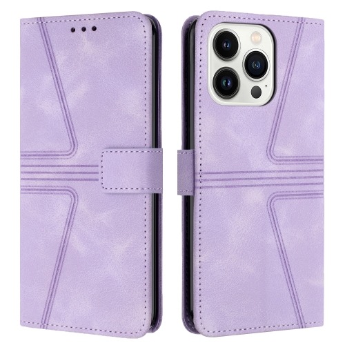 

For iPhone 16 Pro Triangle Solid Color Leather Phone Case(Purple)