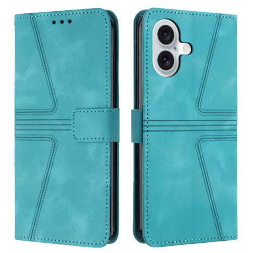 

For iPhone 16 Triangle Solid Color Leather Phone Case(Green)