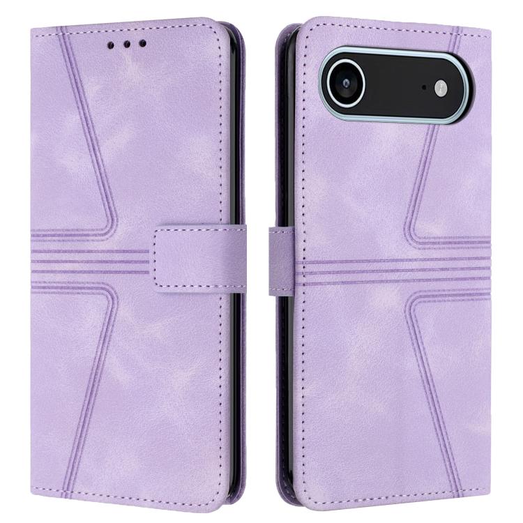 

For iPhone Air Triangle Solid Color Leather Phone Case(Purple)