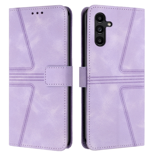 

For Samsung Galaxy S24+ 5G Triangle Solid Color Leather Phone Case(Purple)