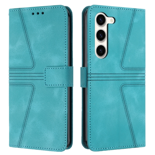 

For Samsung Galaxy S23+ 5G Triangle Solid Color Leather Phone Case(Green)