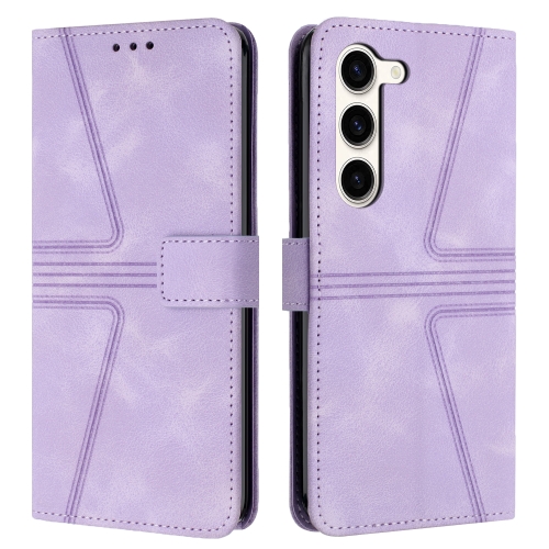 

For Samsung Galaxy S23+ 5G Triangle Solid Color Leather Phone Case(Purple)