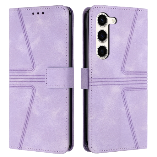 

For Samsung Galaxy S23 5G Triangle Solid Color Leather Phone Case(Purple)