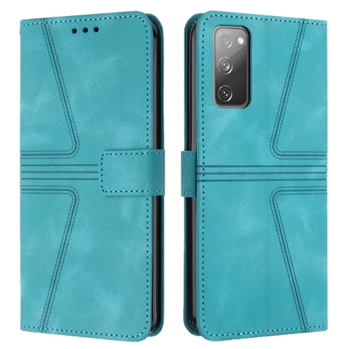 

For Samsung Galaxy S20 FE 5G Triangle Solid Color Leather Phone Case(Green)